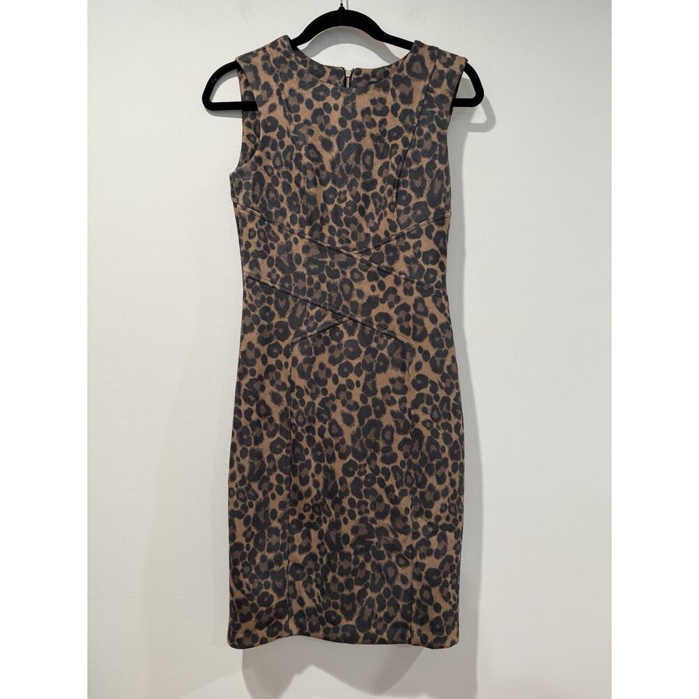 Tommy Hilfiger Sheath Dress Women 2 AnimalPrint Stretch Work Travel Quiet Luxury